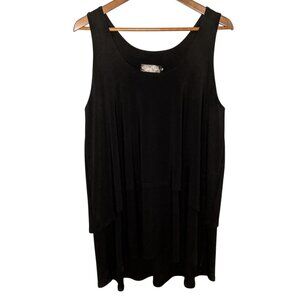 Sympli Womens Tiered Black Relaxed Fit Tank Top Size 18 Polyester/Spandex
